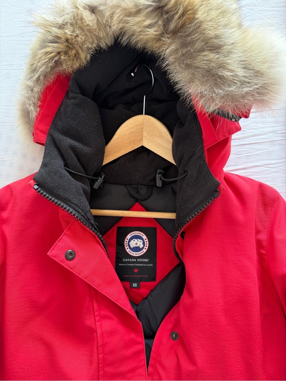 Canada Goose Red Parka with Fur Hood